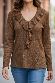Blouse en dentelle - chocolat
