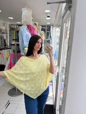 Blouse poncho dentelle - jaune