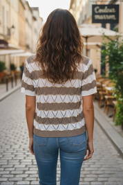 Pull en maille - taupe & blanc