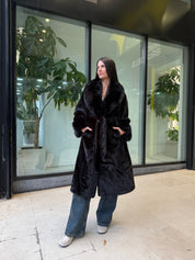 Manteau fausse fourrure Noir