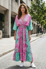 Robe Soléa - Fushia & turquoise