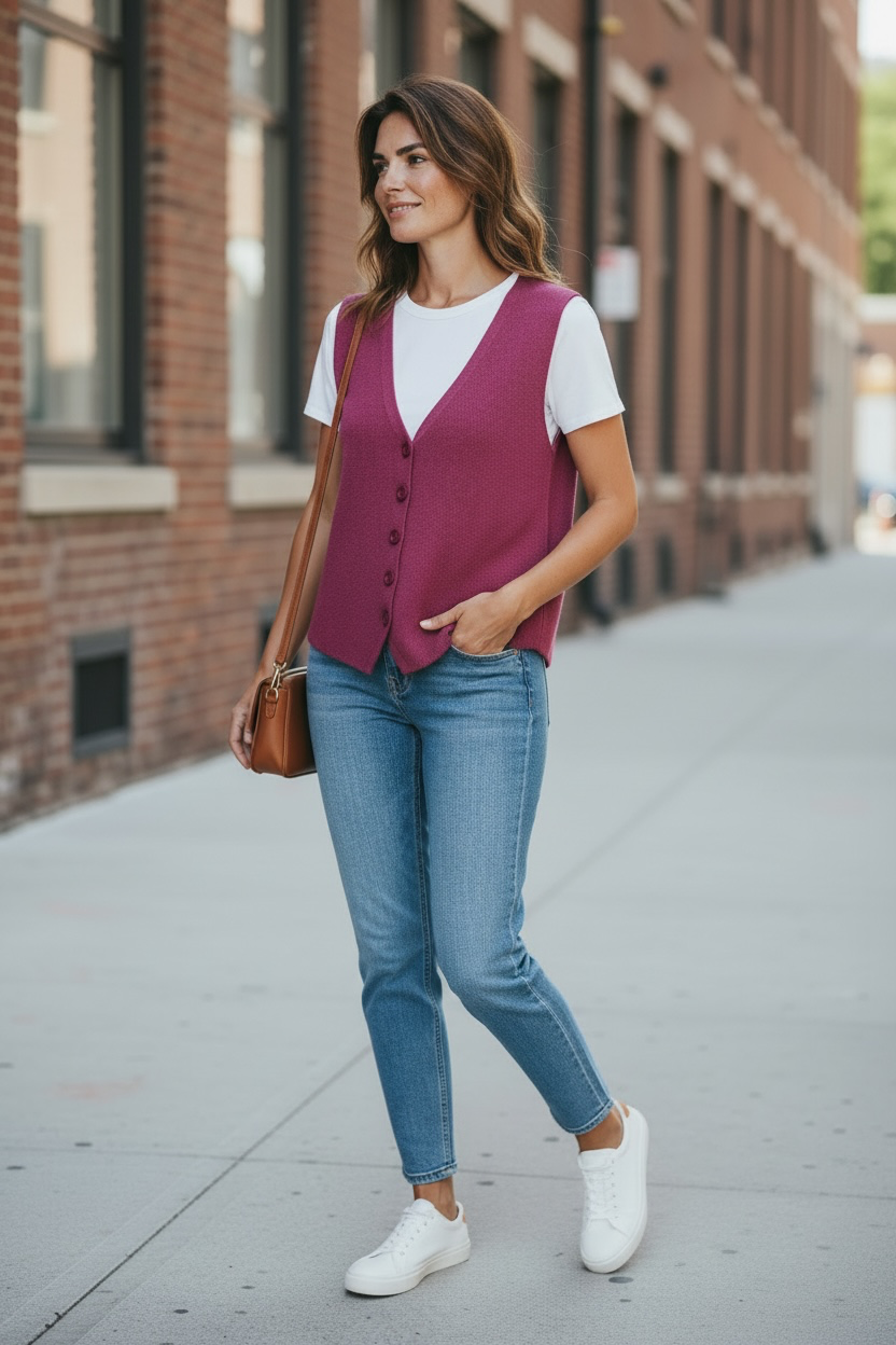 Gilet sans manches - framboise