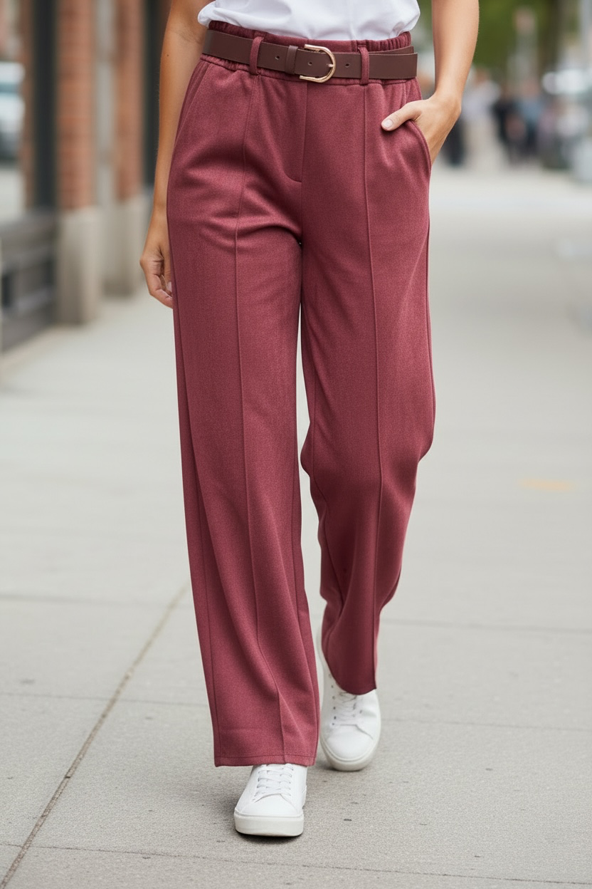 Pantalon droit en suédine