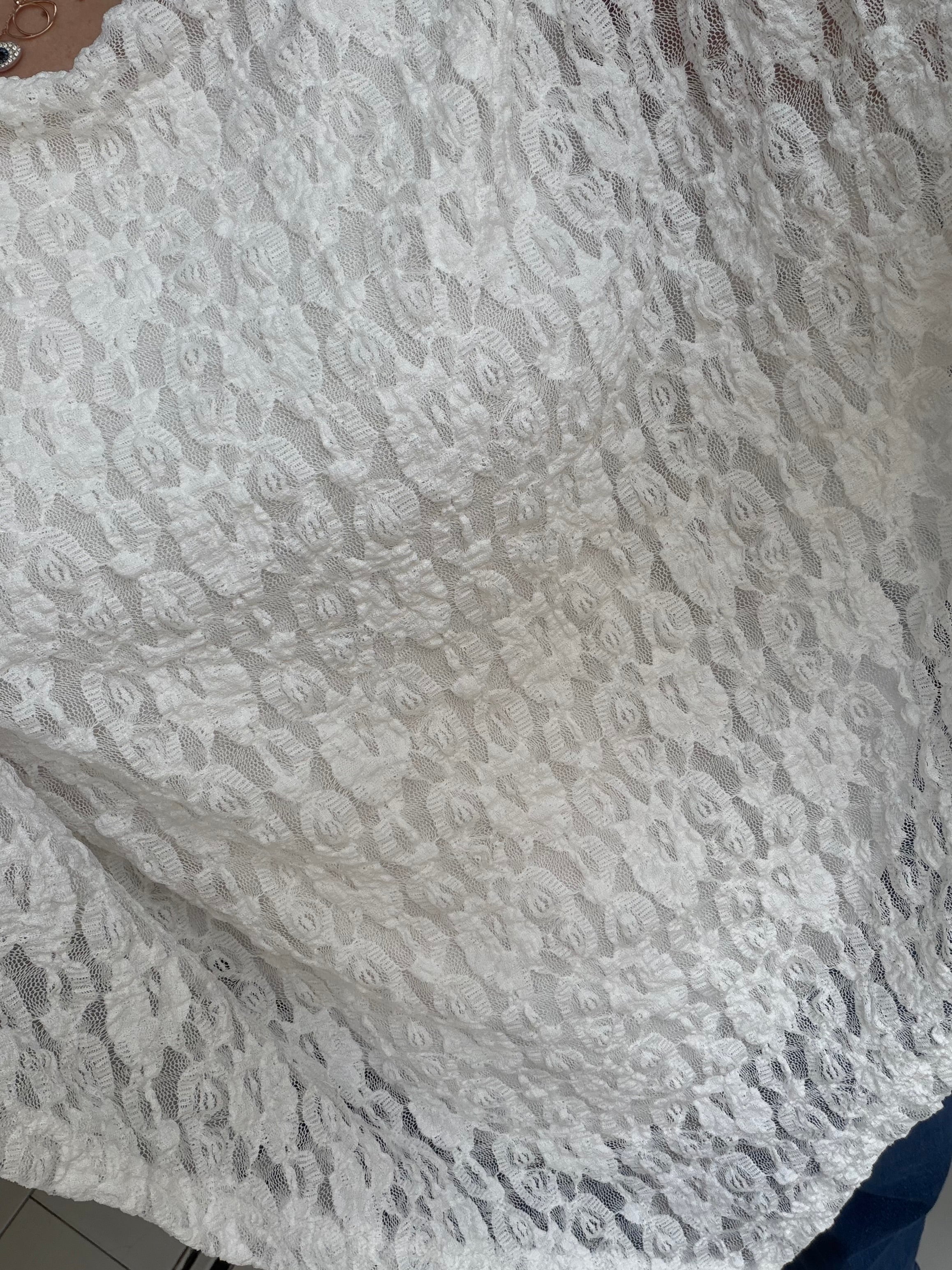 Blouse poncho dentelle - blanc