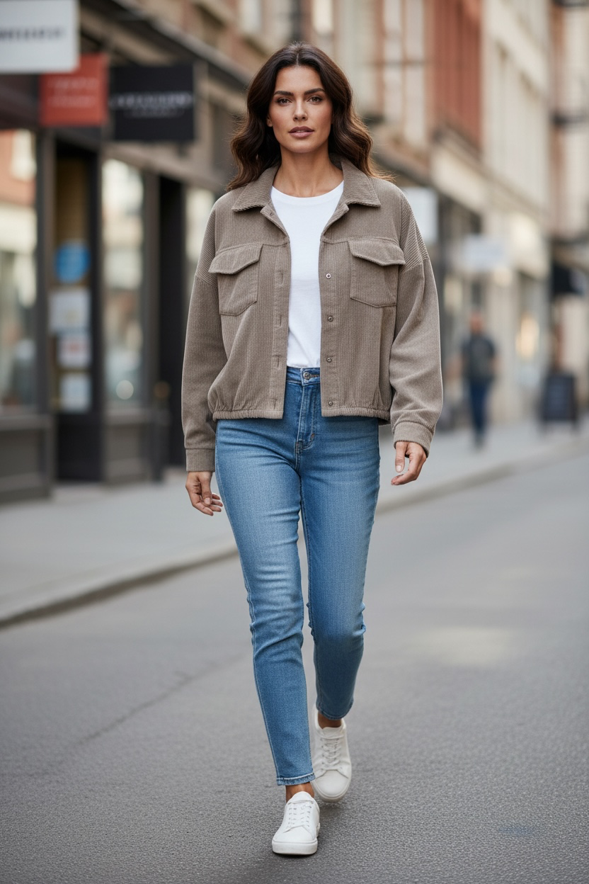 Veste velours - taupe
