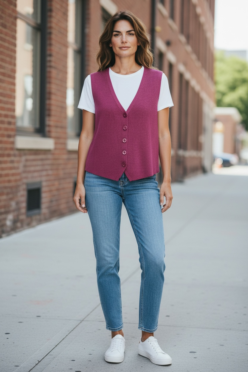 Gilet sans manches - framboise