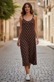 Robe à pois - marron