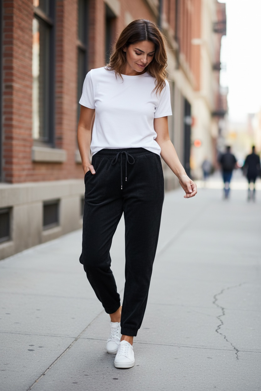 Pantalon velours côtelé - noir