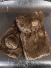 Gants fausse fourrure - chocolat