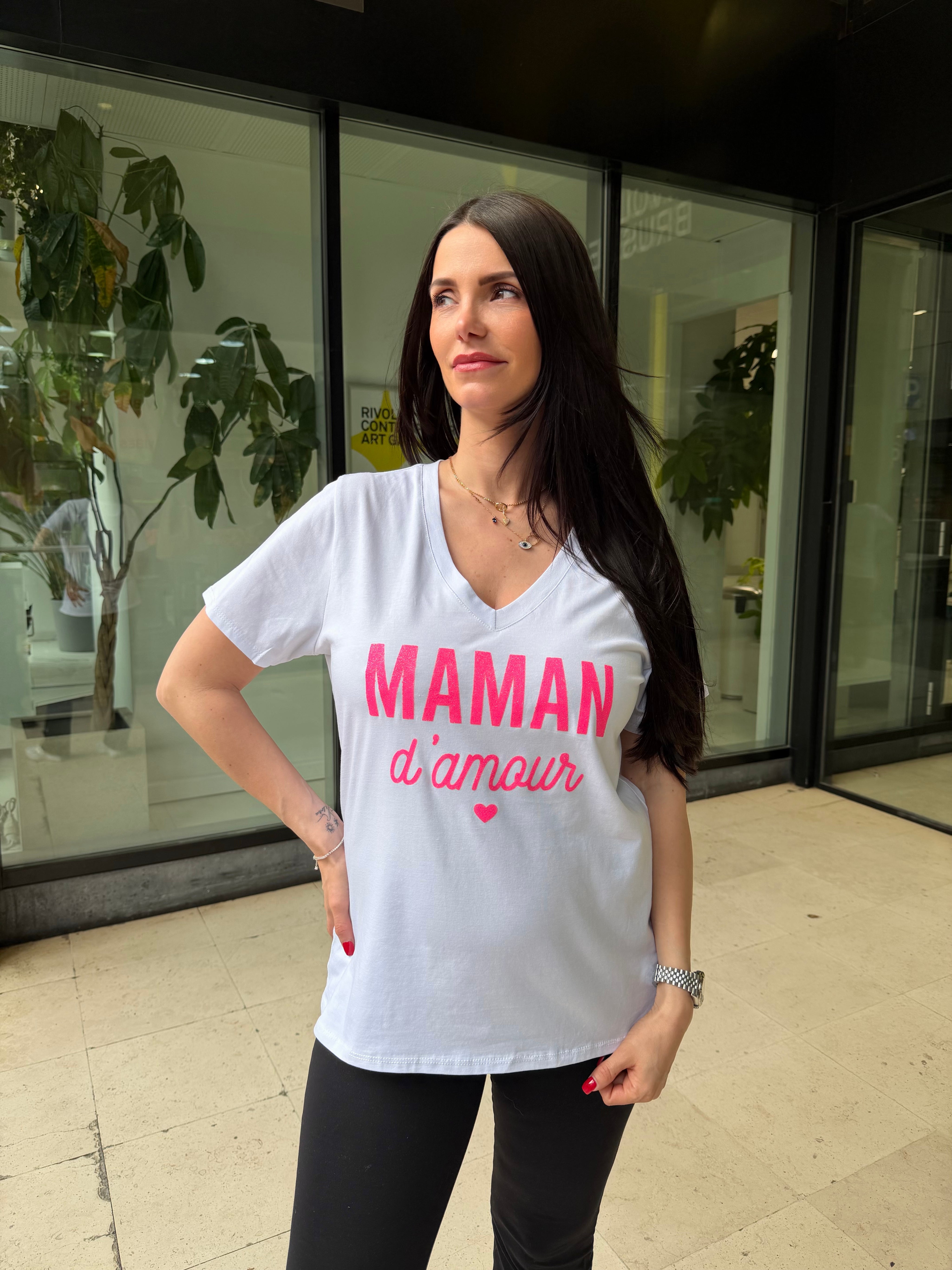 T-shirt « maman d’amour » fushia