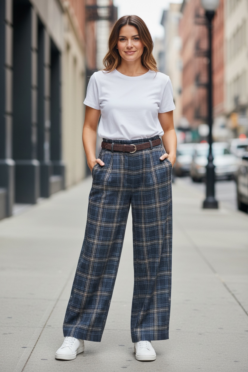 Pantalon à carreaux touché flanelle