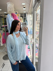 Pull écharpe - ciel