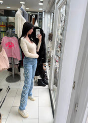 Jeans BLUE BLOSSOM - Strass Édition