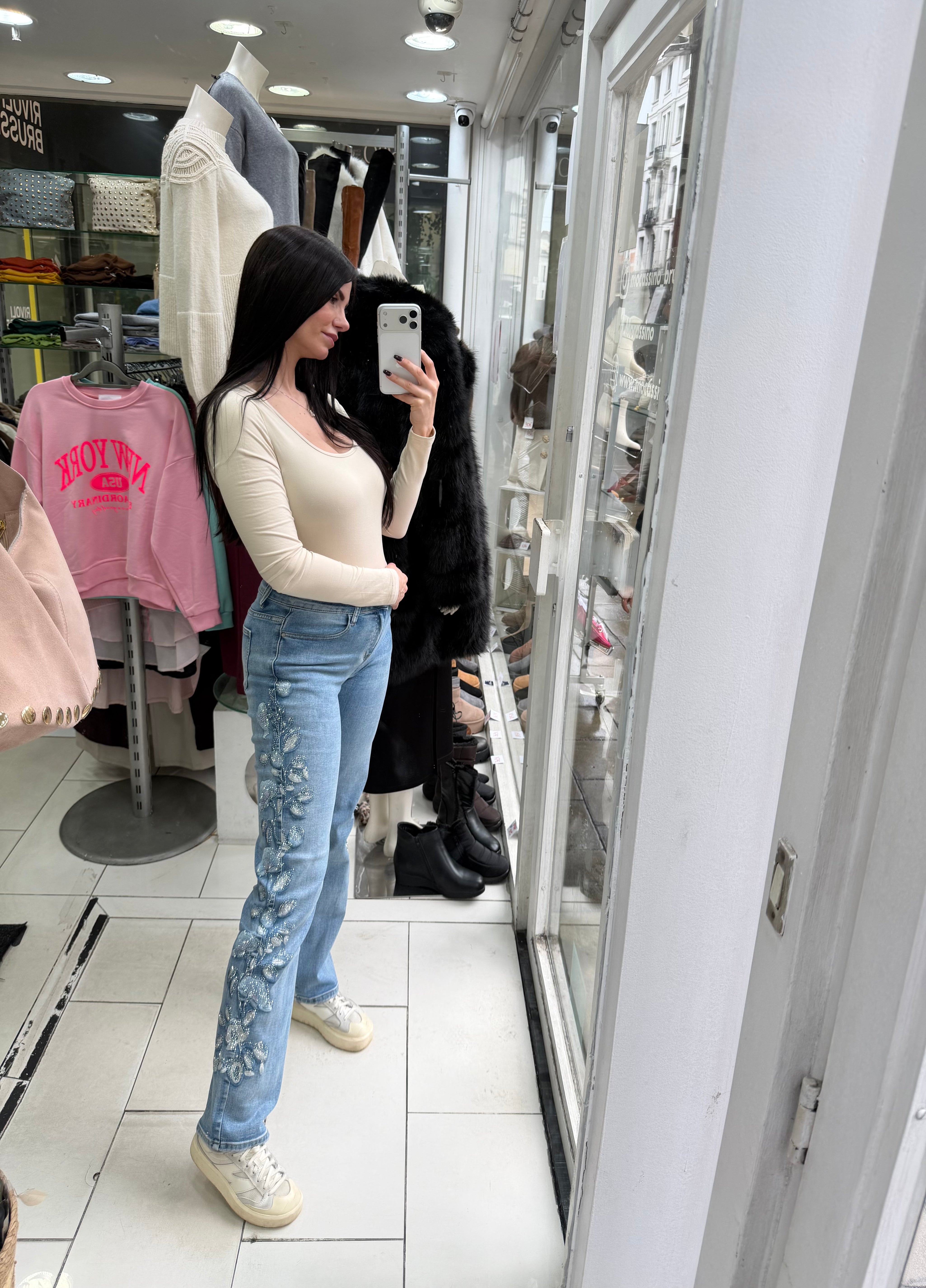 Jeans BLUE BLOSSOM - Strass Édition