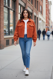 Veste velours - brique