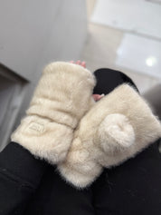 Gants - fausse fourrure beige