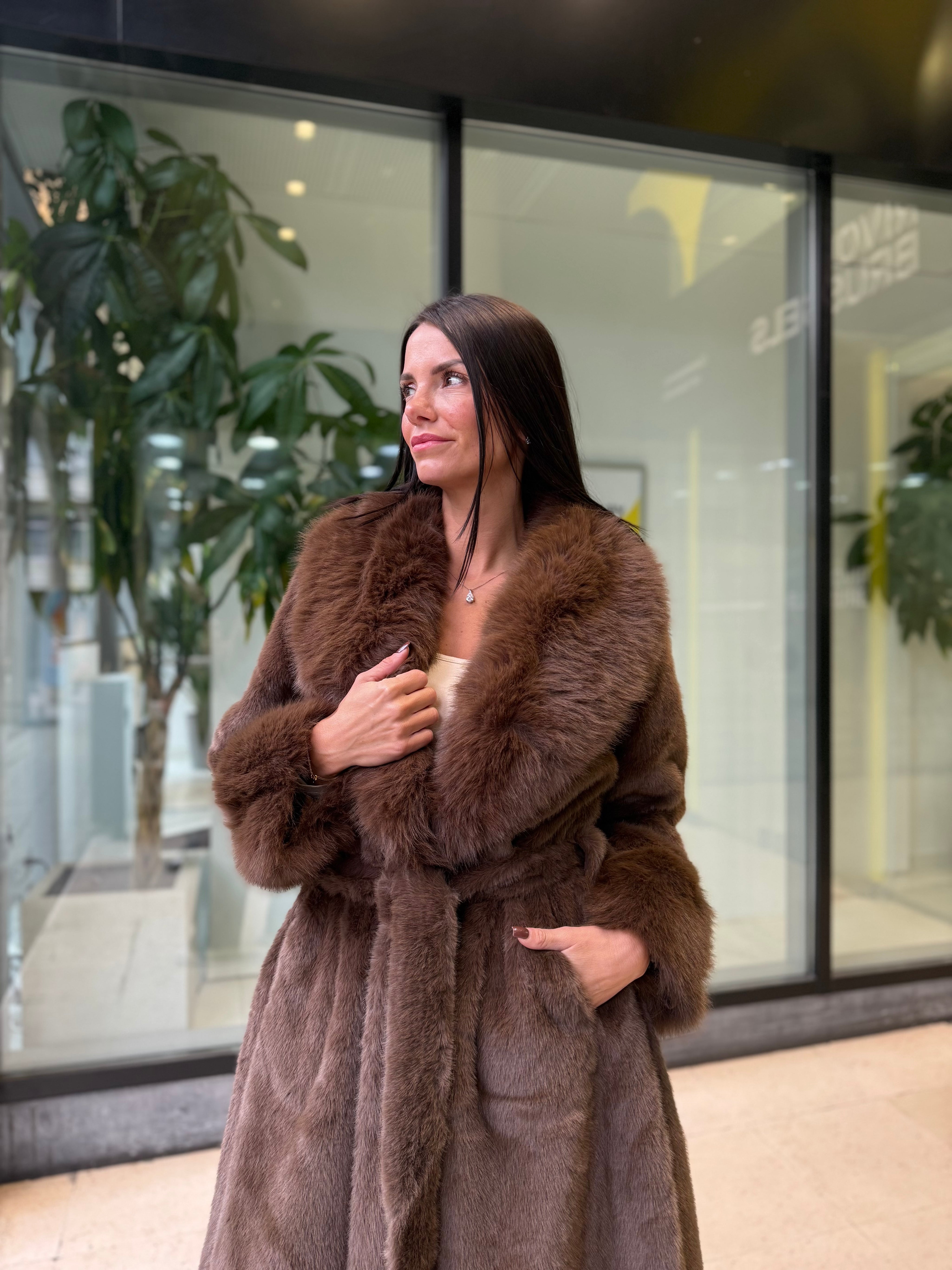 Manteau fausse fourrure Chocolat