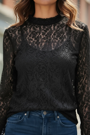 Blouse dentelle - noir