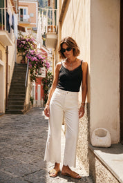 Jeans flare strass - blanc
