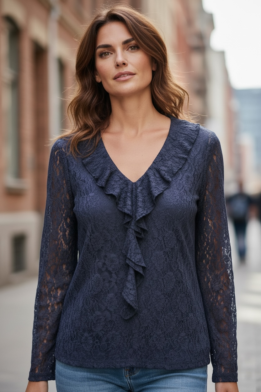 Blouse en dentelle - marine