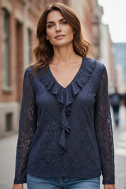 Blouse en dentelle - marine