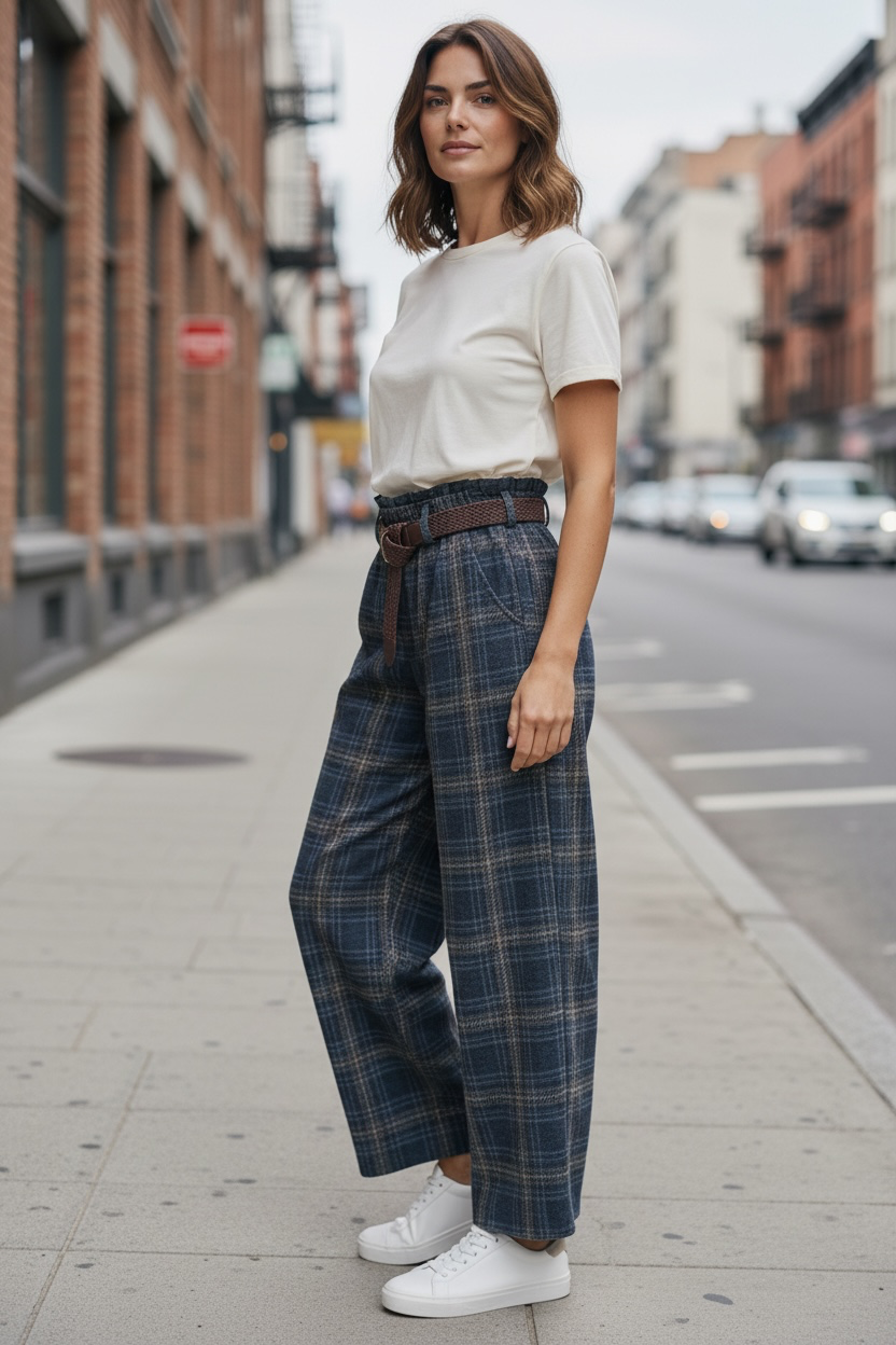 Pantalon à carreaux touché flanelle