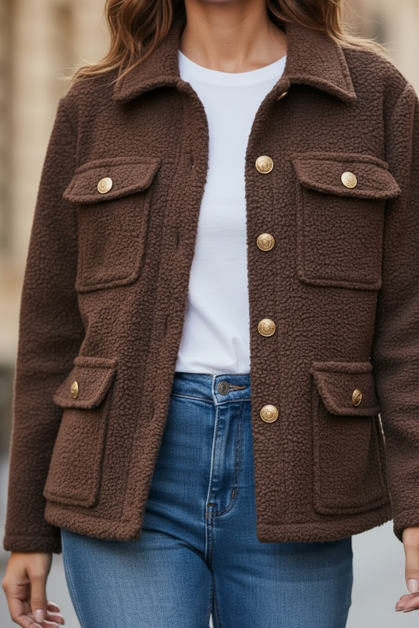 Veste bouclette - chocolat
