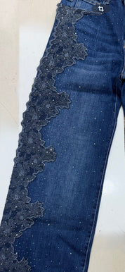 Jeans brodé strass