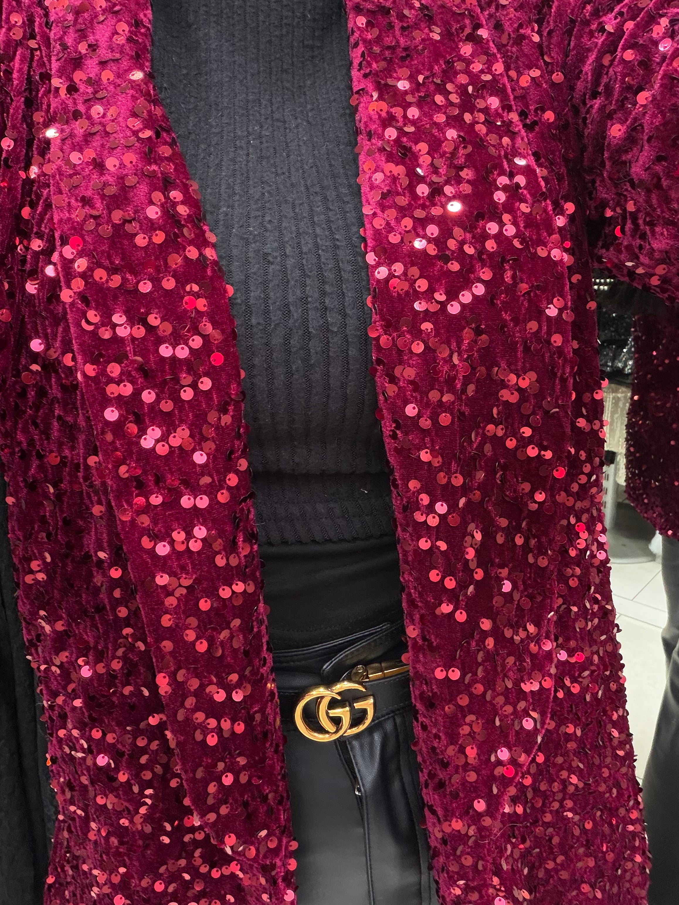 Blazer velours & sequins - Bordeaux