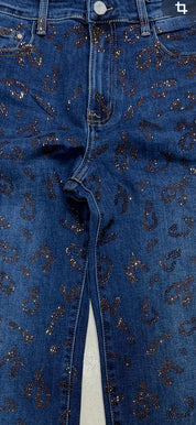 Jeans strass léopard