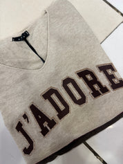 T-shirt léger « J’ADORE » – Beige sable