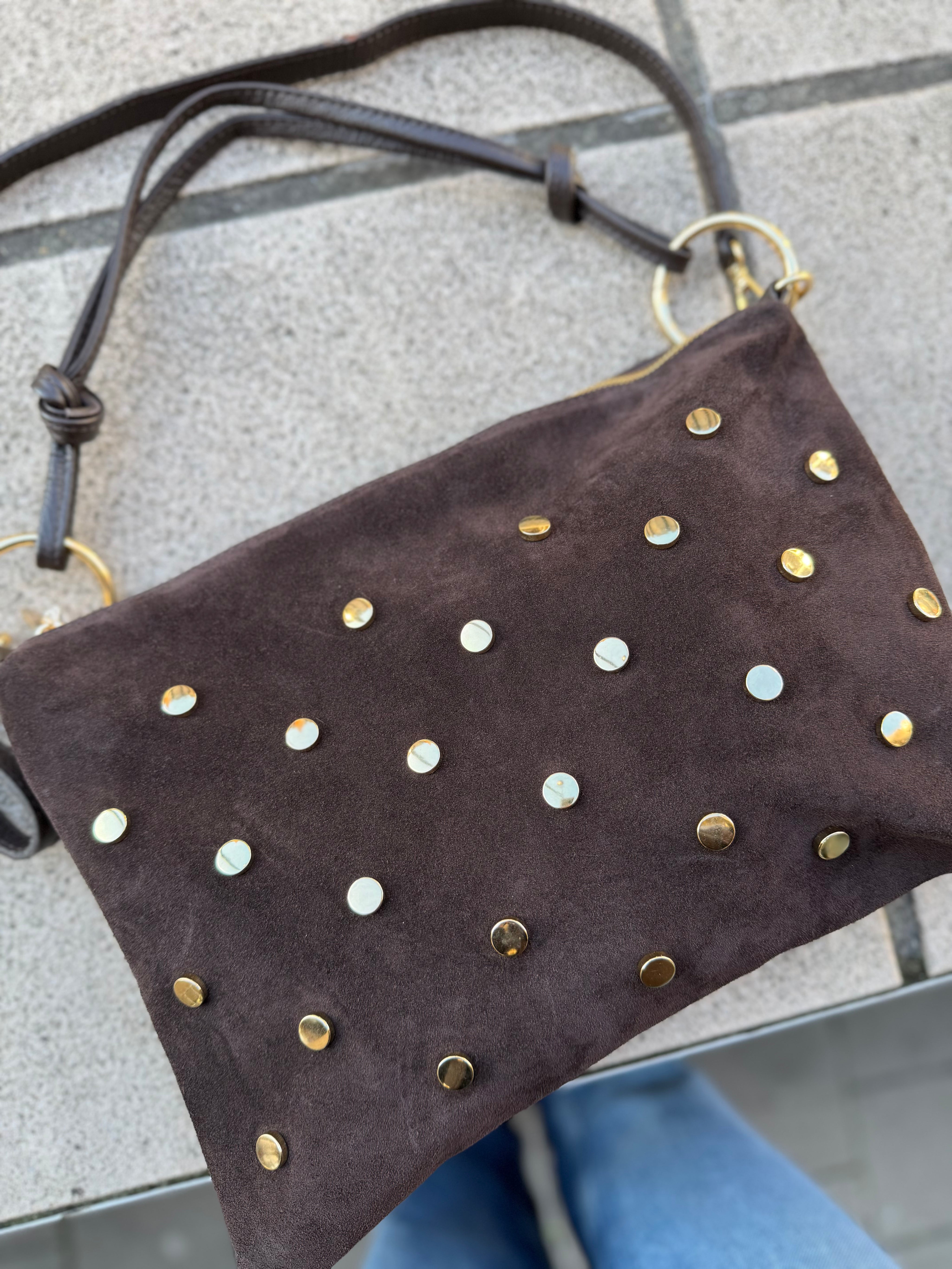 Sac en cuir clous marron