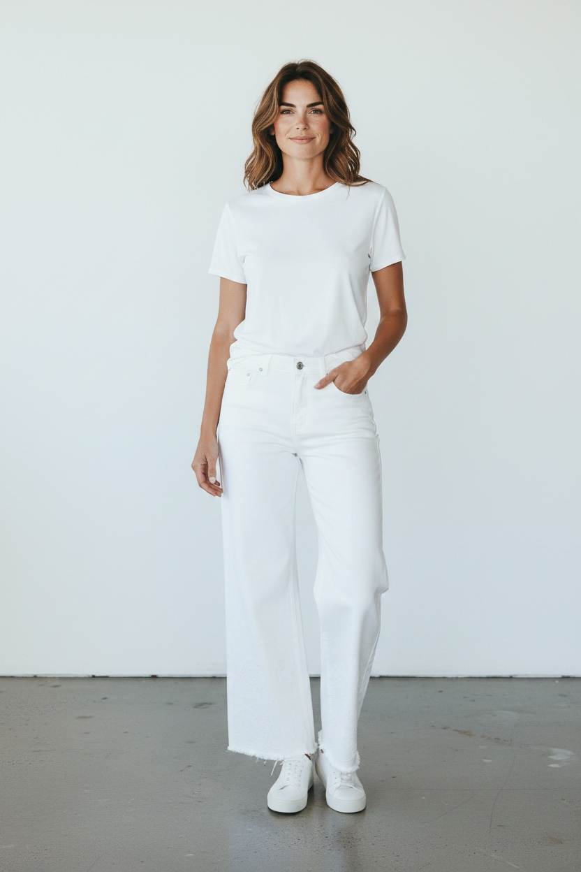 Jeans Wide Leg brodé