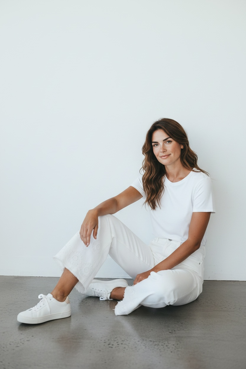 Jeans Wide Leg brodé