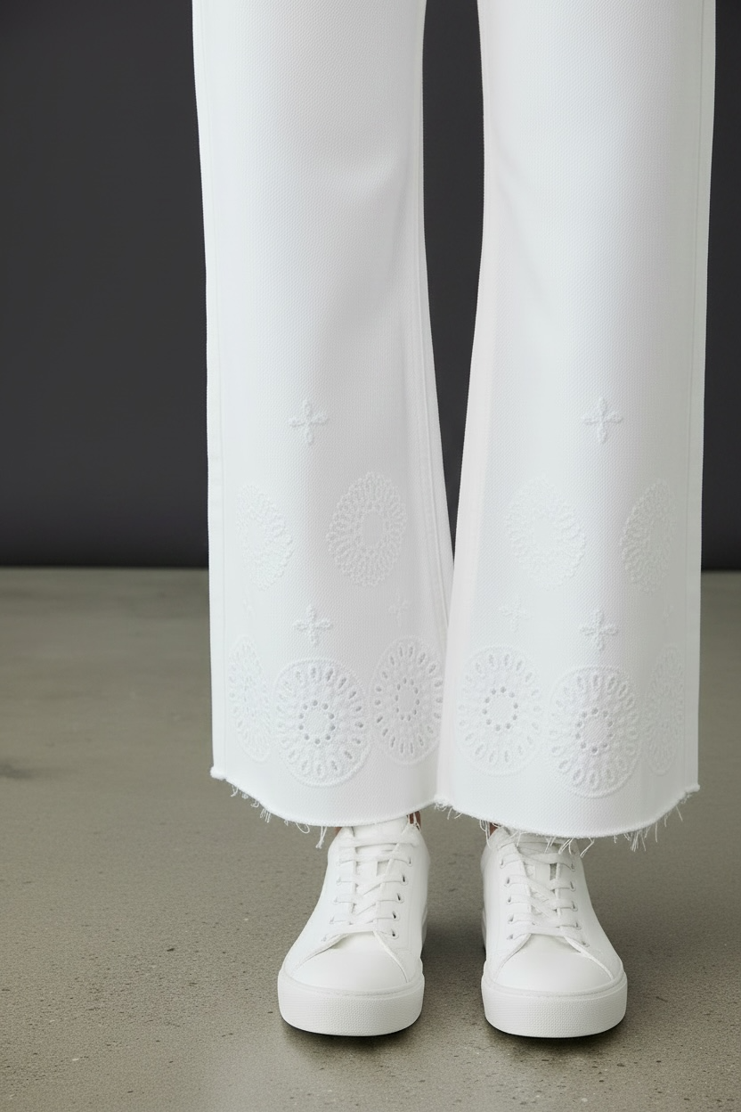 Jeans Wide Leg brodé