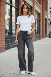 JEANS WIDE LEG SUPER STRETCH – GRIS