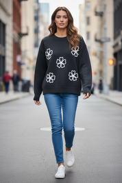 Pull fleuri - noir