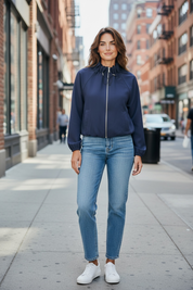 Veste zippée col montant - marine