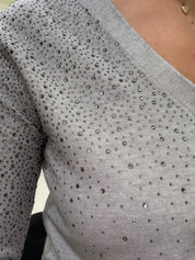 Gilet strass - gris