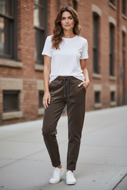 Pantalon velours côtelé - chocolat