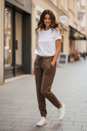 Pantalon velours côtelé - chocolat