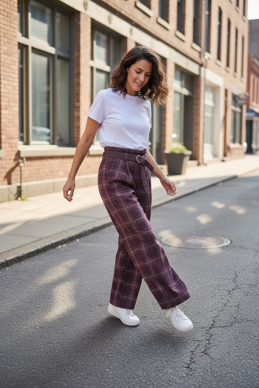 Pantalon à carreaux au touché flanelle