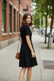 Robe évasée à boutons bijoux