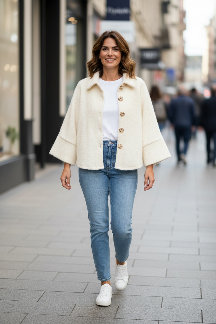 Veste gilet effet pilou - écru
