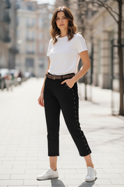 Pantalon en daim clous - beige