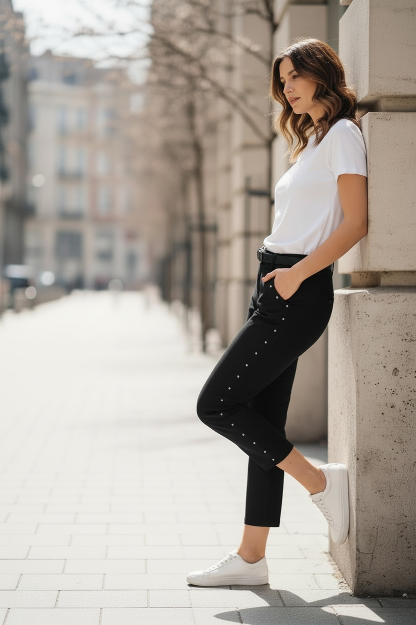 Pantalon en daim clous - beige