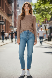 Blouse en dentelle - taupe