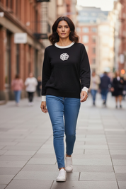 Pull bicolore à fleur