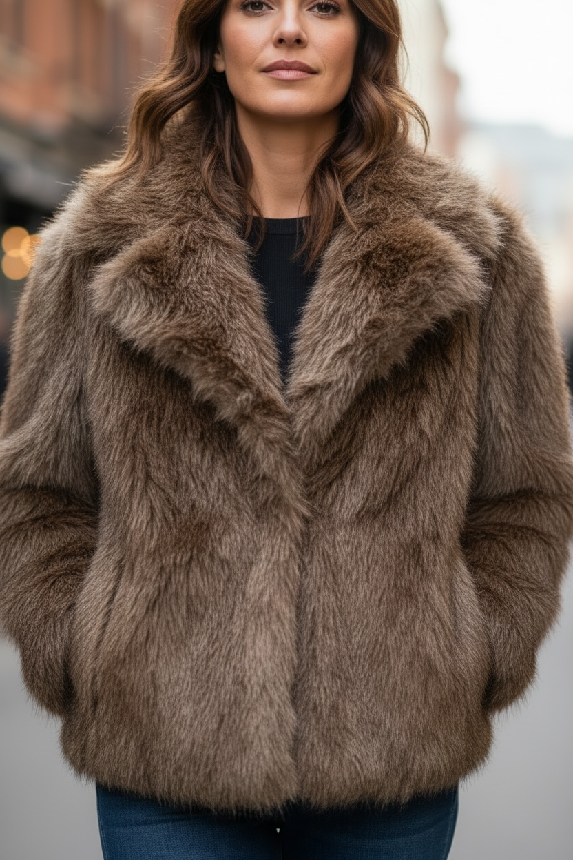 Veste réversible en fausse fourrure