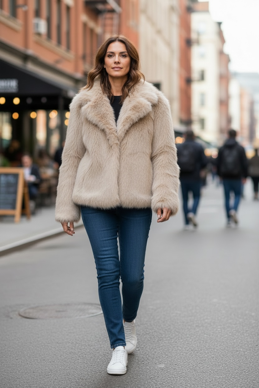 Veste réversible en fausse fourrure